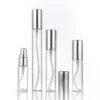 10 ML Round Tall Glass Tester Spray Bottle (Perfume Tester Bottle ) – Gloss Finish Glass, Silver Mist Pump & Silver Cap, Ultra Projection Spray