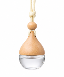 8 ml Car Hanging Diffuser Bottle (Perfume Bottle) – Water Drop Shaped , Long Rope , Porous Wooden Cap & Refillable Perfect For Car, Home, Wardrobe , Office – Sarochem®