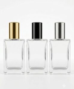 25ml Rectangle Perfume Bottle with Ultra Projection 150 µL (150 MCL) Spray Pump | Heavy Bottom Glass Bottle with Crimp Seal | Complete Set – Sarochem™